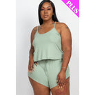 Plus Ribbed Strappy Top And Shorts Set-NXTLVLNYC