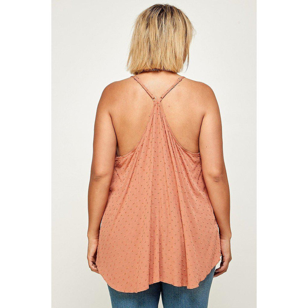 Plus Size, Clip Dot Solid Cami Tunic-Clothing Tops-NXTLVLNYC