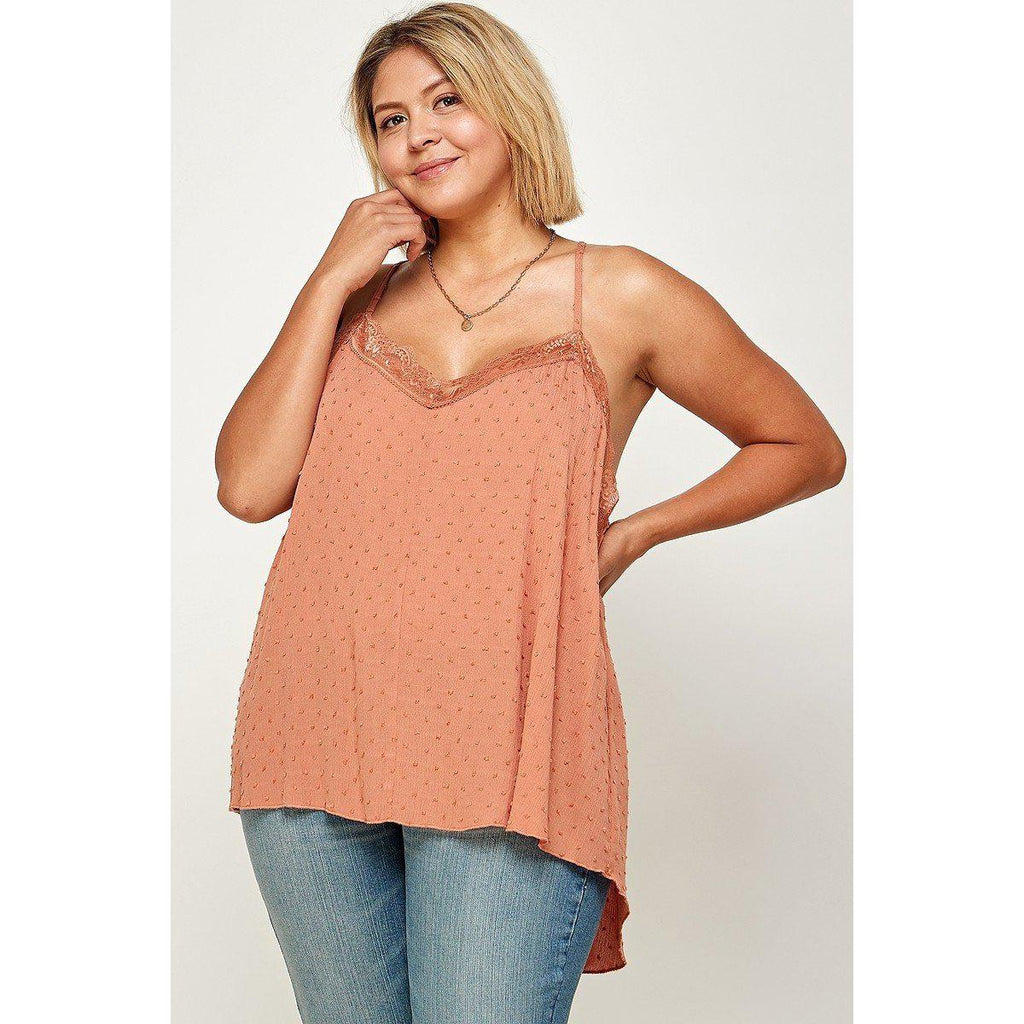 Plus Size, Clip Dot Solid Cami Tunic-Clothing Tops-NXTLVLNYC