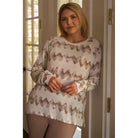 Plus Size Cream & Taupe Abstract Blur Print Relaxed Sweatshirt-NXTLVLNYC