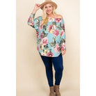 Plus Size Floral Printed Venezia One Shoulder Fashion Top-Clothing Tops-NXTLVLNYC