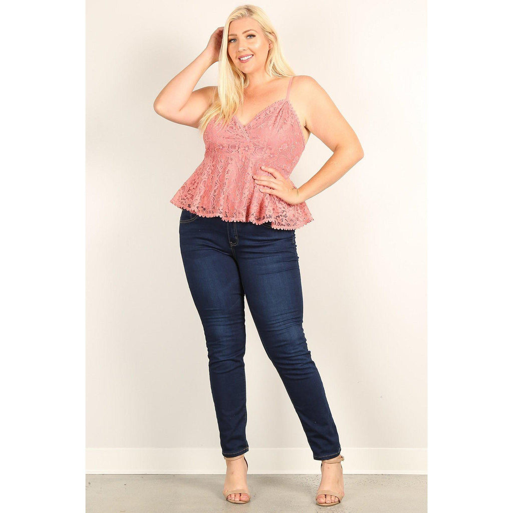 Plus Size Lace Sleeveless Top-Clothing Tops-NXTLVLNYC