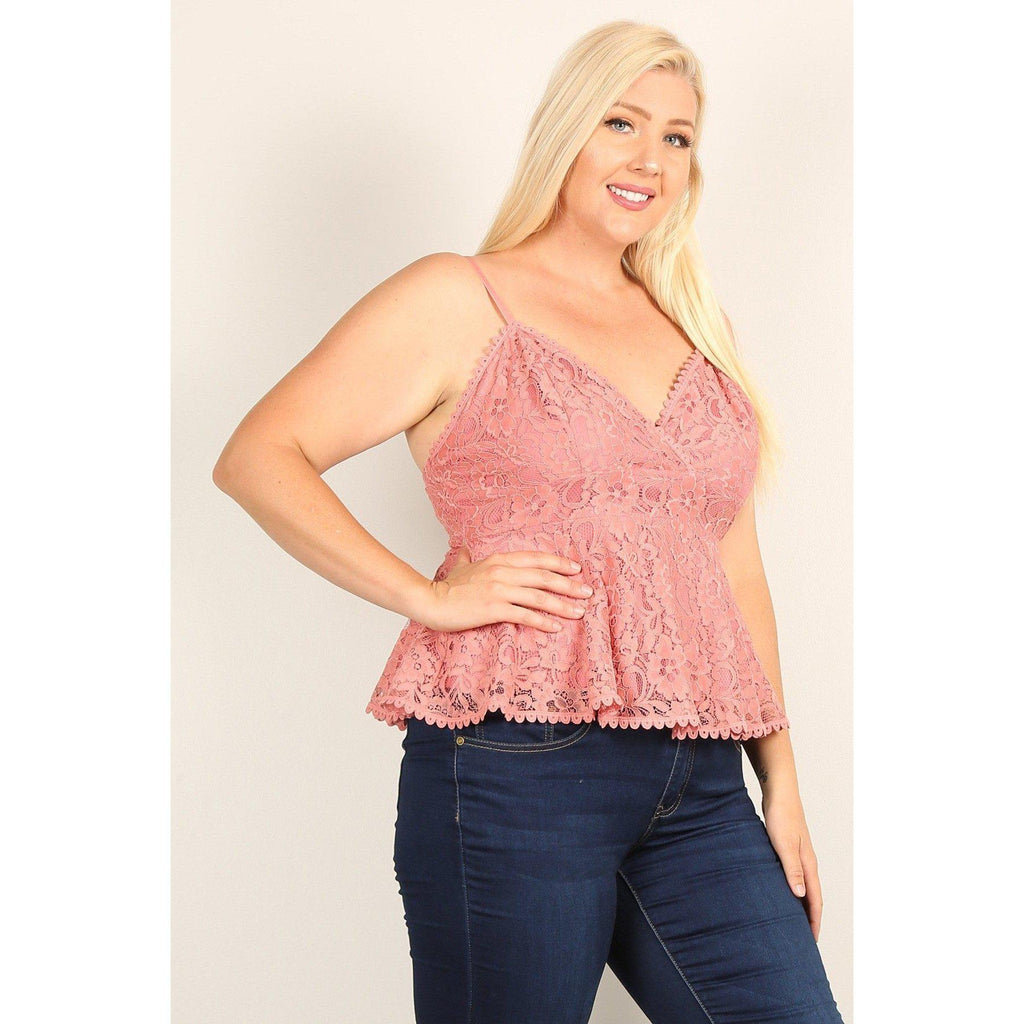Plus Size Lace Sleeveless Top-Clothing Tops-NXTLVLNYC