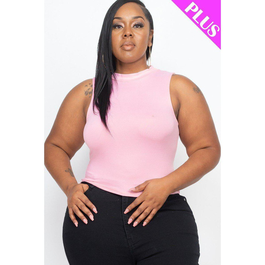 Plus Size Mock Neck Cropped Top-Clothing Tops-NXTLVLNYC