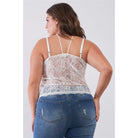 Plus Size Sleeveless Sheer Lace Halter Neck Detail Bustier Top-Clothing Tops-NXTLVLNYC