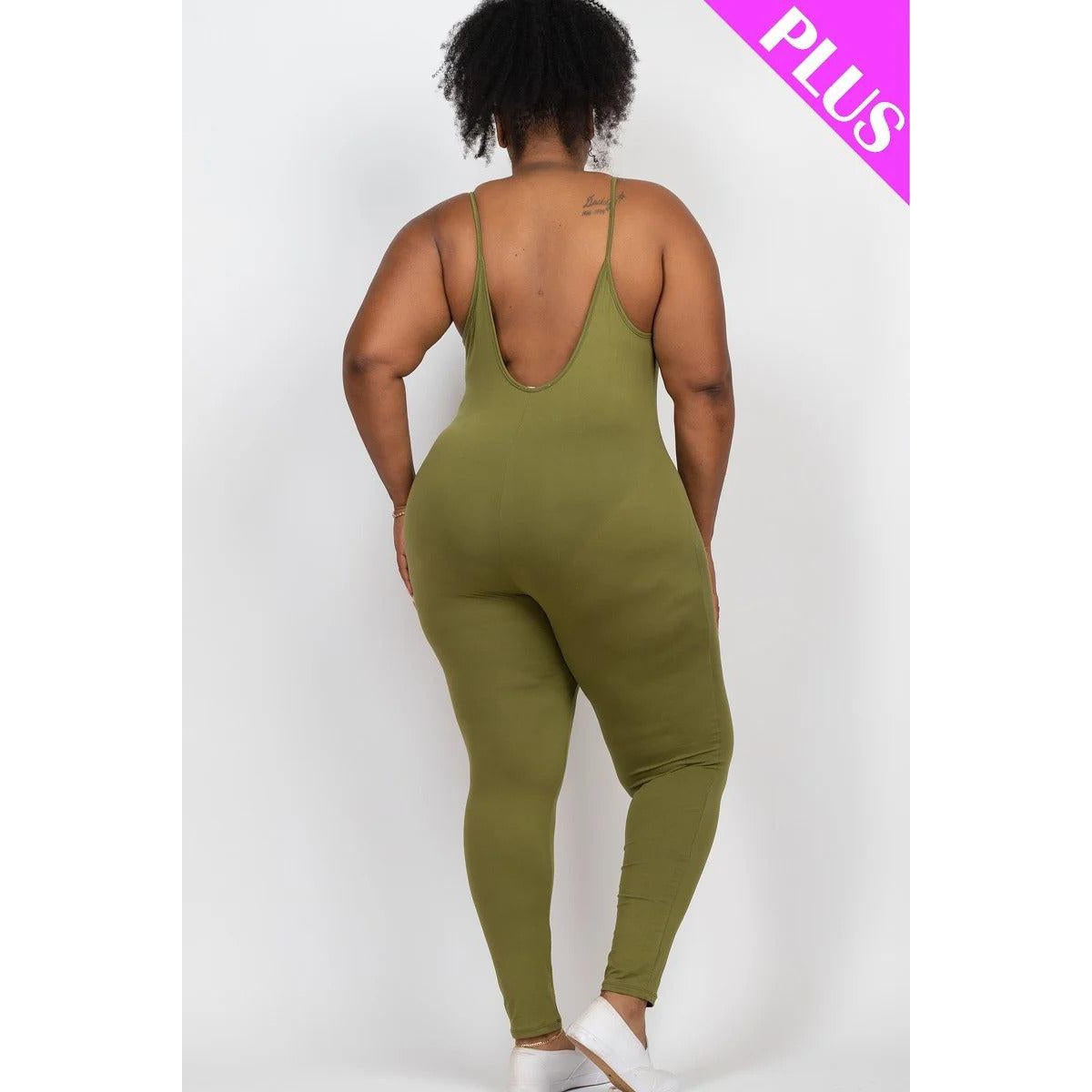 Plus Size Solid Bodycon Cami Jumpsuit-NXTLVLNYC