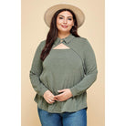Plus Size Solid Long Sleeve Fashion Top-NXTLVLNYC