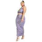 Plus Solid 2 Piece Halter Top Set-NXTLVLNYC