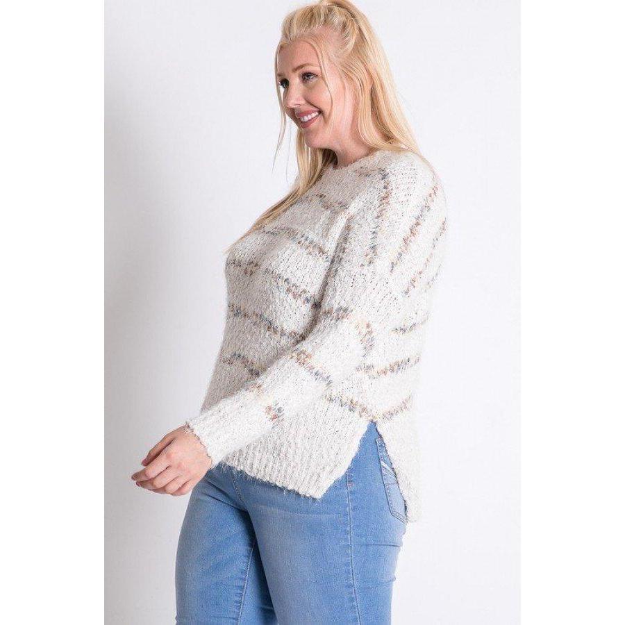Plus Sweater With Stripe Detail-Clothing Sweaters-NXTLVLNYC