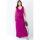 Plus V-neck Sleeveless Maxi Dress-NXTLVLNYC