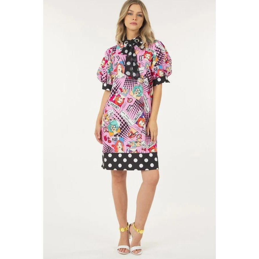 Print Midi Dress With Polka Dot Finish-NXTLVLNYC