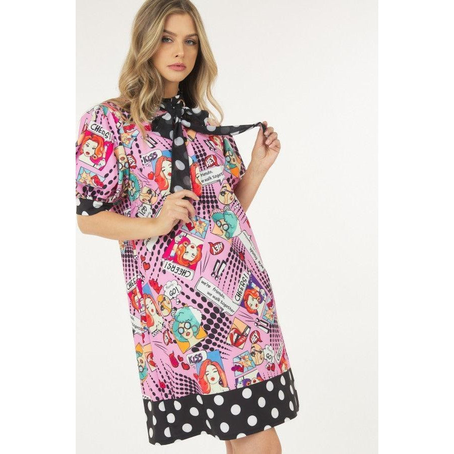 Print Midi Dress With Polka Dot Finish-NXTLVLNYC