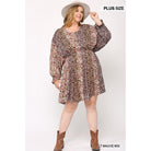 Print Mixed Dolman Sleeve Dress With Side Pockets-NXTLVLNYC