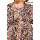 Print Mixed Dolman Sleeve Dress With Side Pockets-NXTLVLNYC