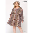 Print Mixed Dolman Sleeve Dress With Side Pockets-NXTLVLNYC