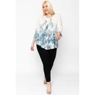 Print Top Featuring A Round Neckline And 3/4 Bell Sleeves-NXTLVLNYC