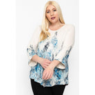 Print Top Featuring A Round Neckline And 3/4 Bell Sleeves-NXTLVLNYC