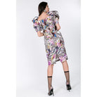 Puff Sleeve Bodycon Print Dress-Women - Apparel - Dresses - Casual-NXTLVLNYC