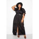 Puff Sleeve Maxi Dress With Lace Insert-NXTLVLNYC