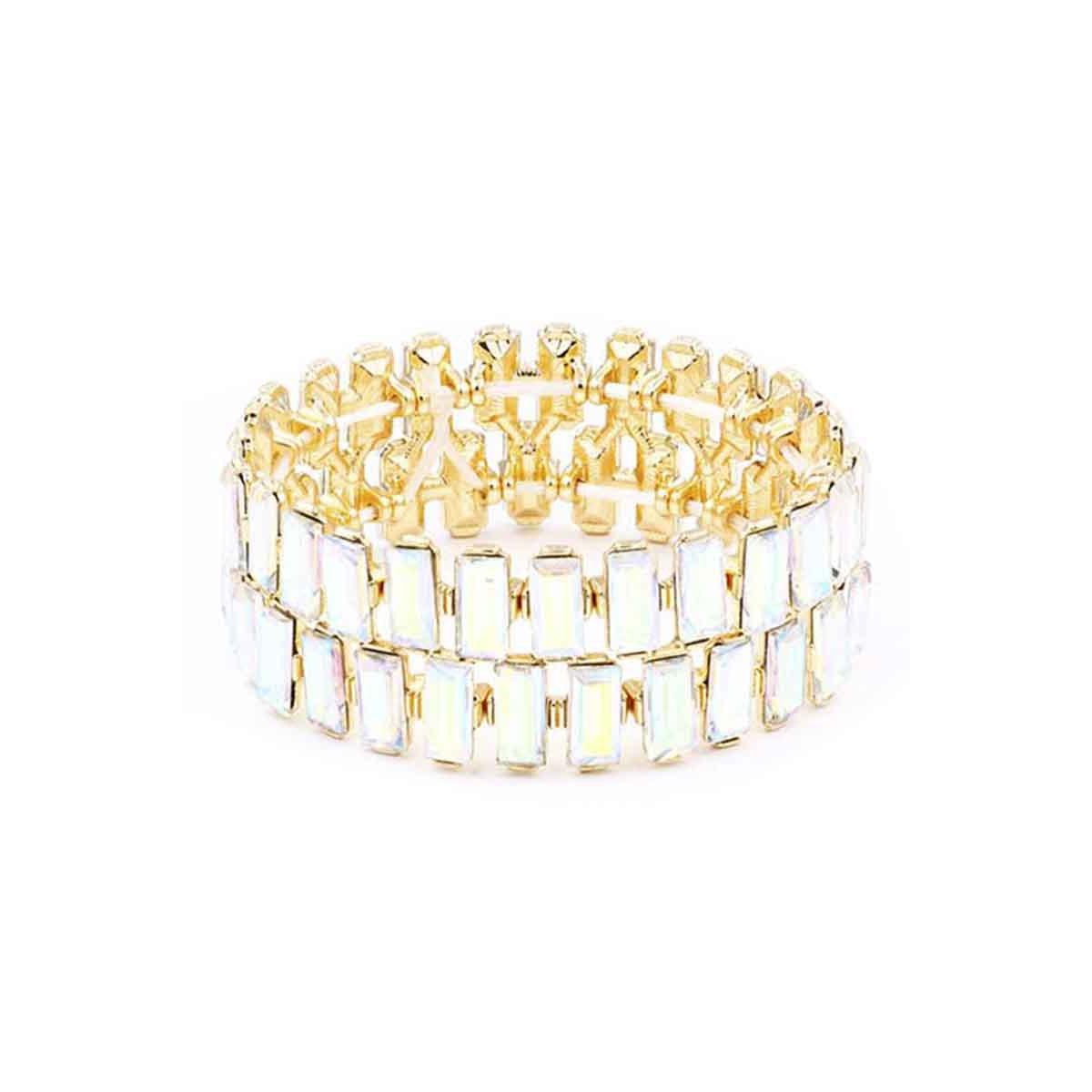 Rectangle Rhinestone Stretch Bracelet-NXTLVLNYC