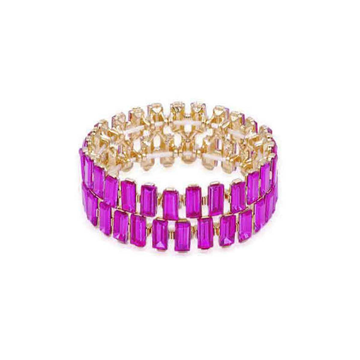 Rectangle Rhinestone Stretch Bracelet-NXTLVLNYC