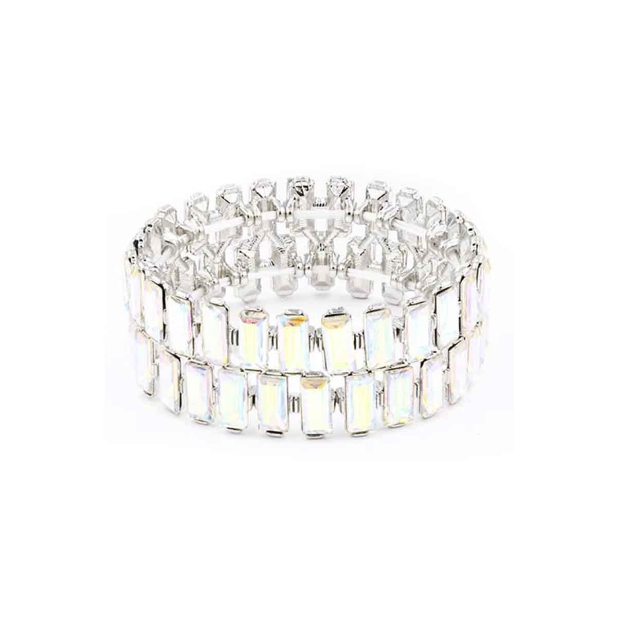 Rectangle Rhinestone Stretch Bracelet-NXTLVLNYC