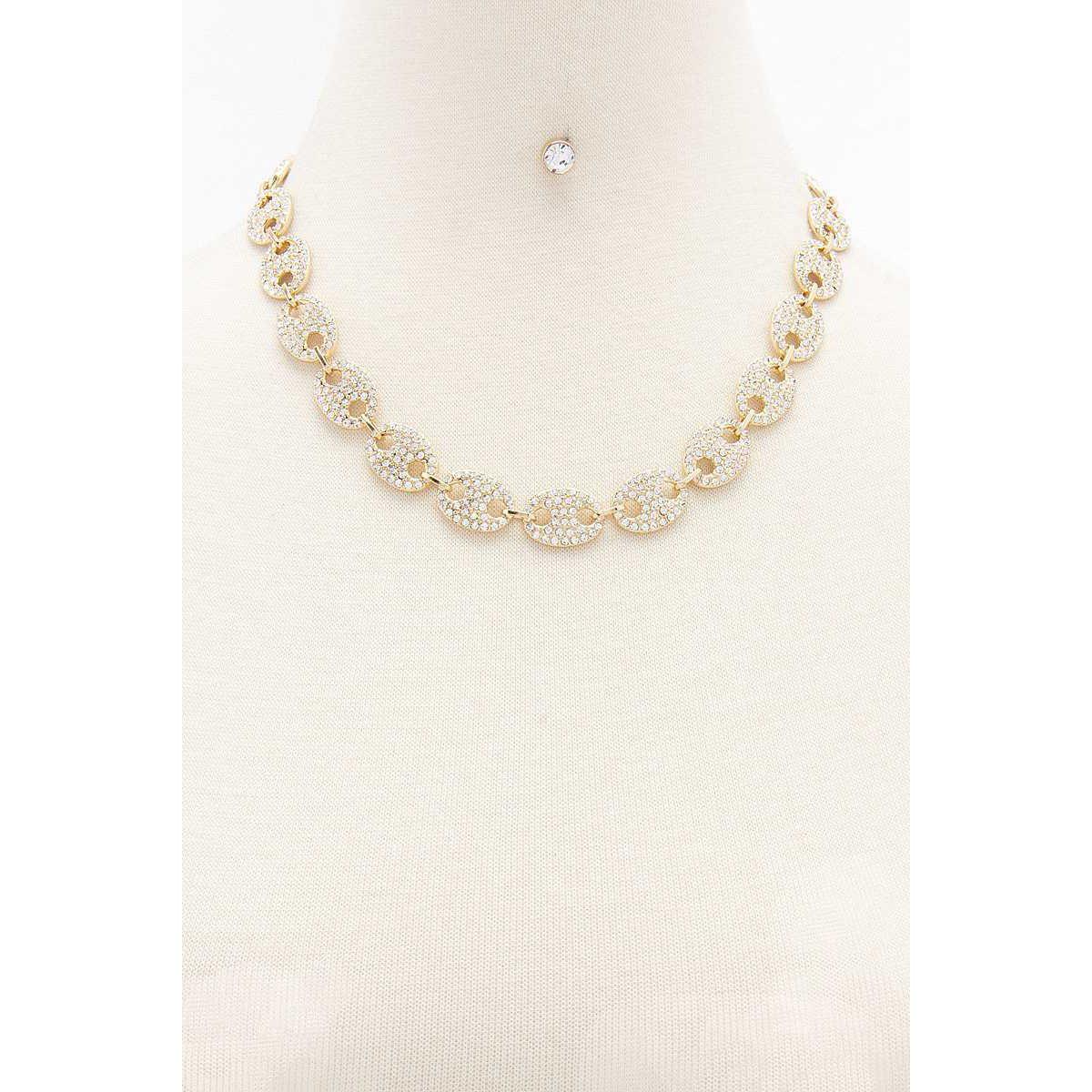 Rhinestone Chain Necklace Earring Set-Necklaces-NXTLVLNYC