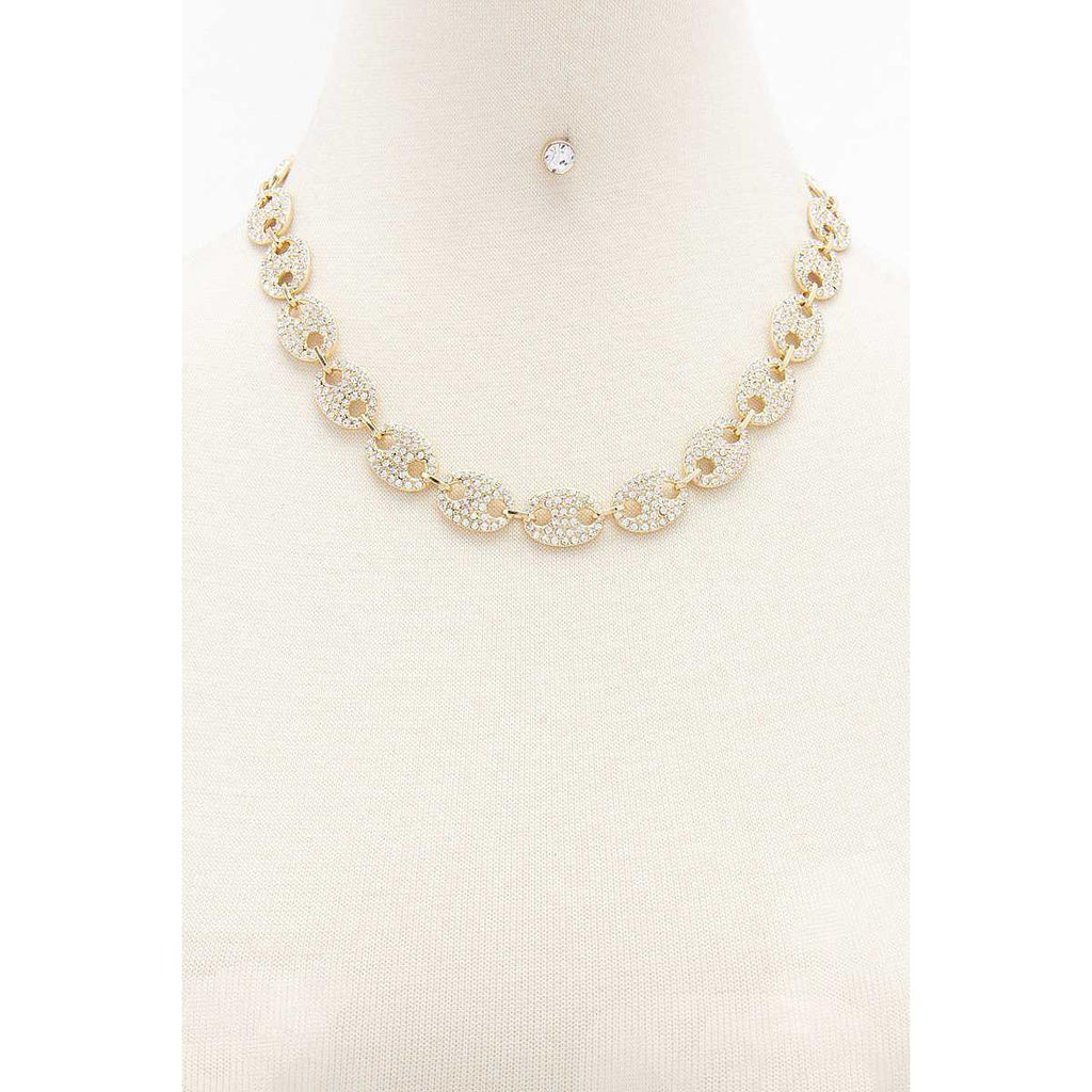 Rhinestone Chain Necklace Earring Set-Necklaces-NXTLVLNYC