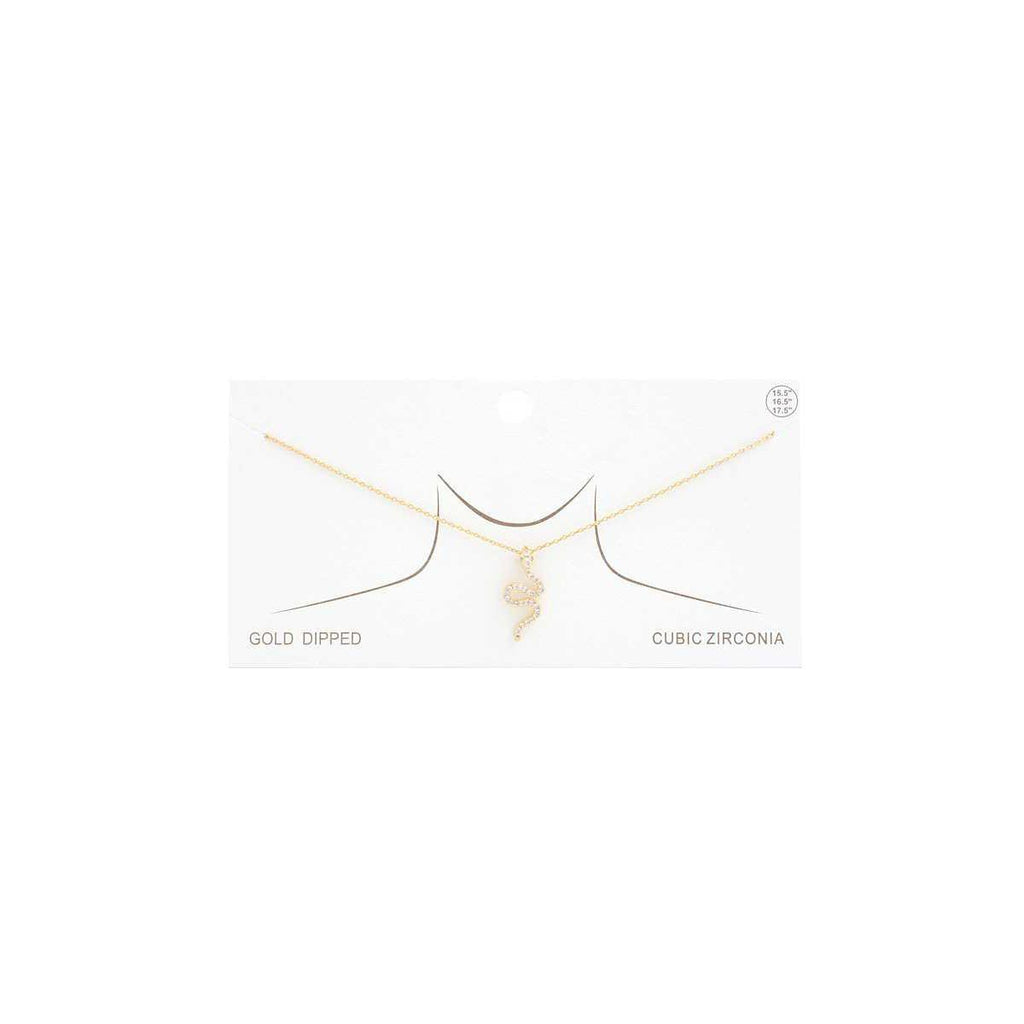 Rhinestone Snake Charm Necklace-Accessories Necklaces-NXTLVLNYC