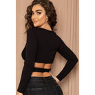 Ribbed Long Strap Wrap Tie Crop Top-NXTLVLNYC