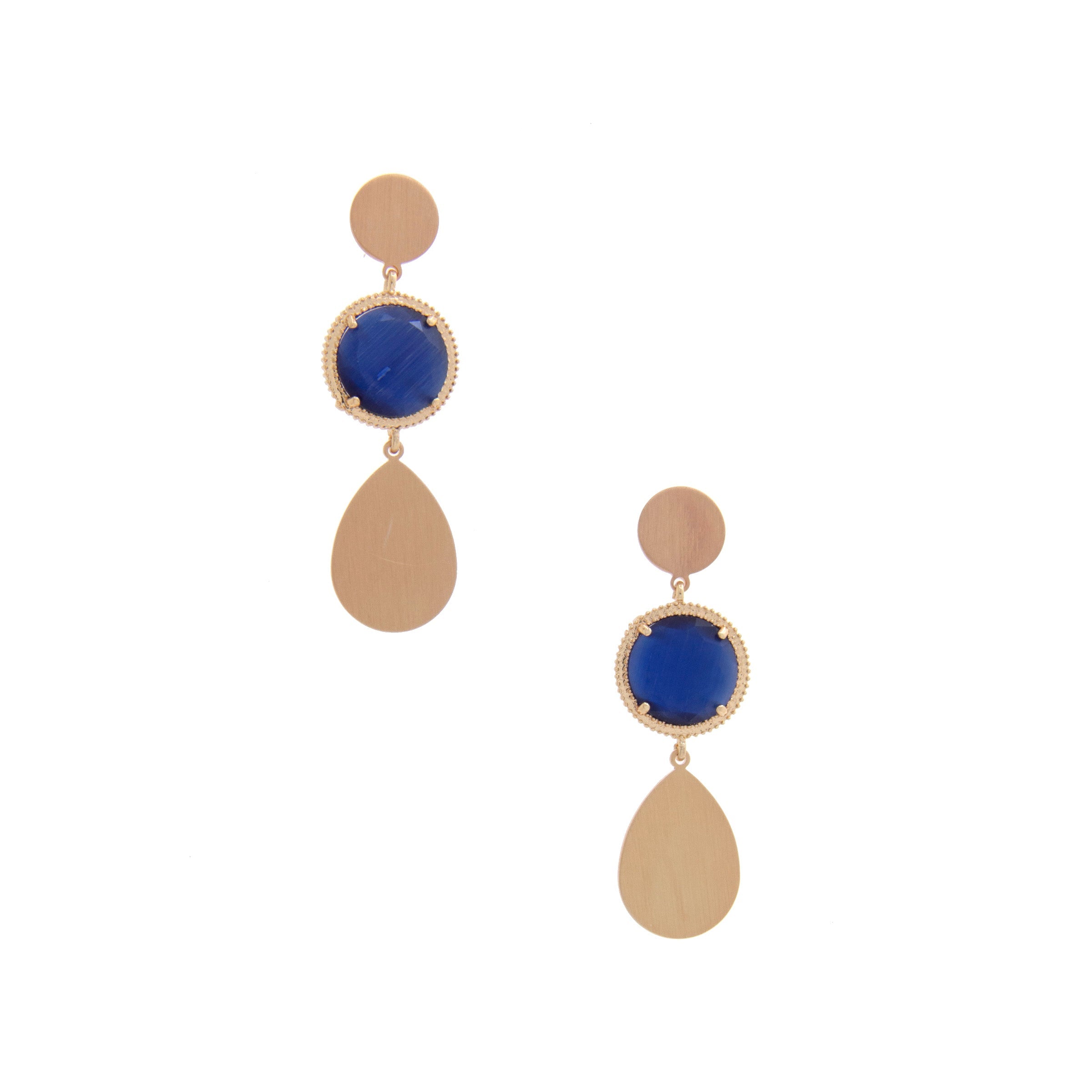 Round Gem Teardrop Dangle Earring-NXTLVLNYC