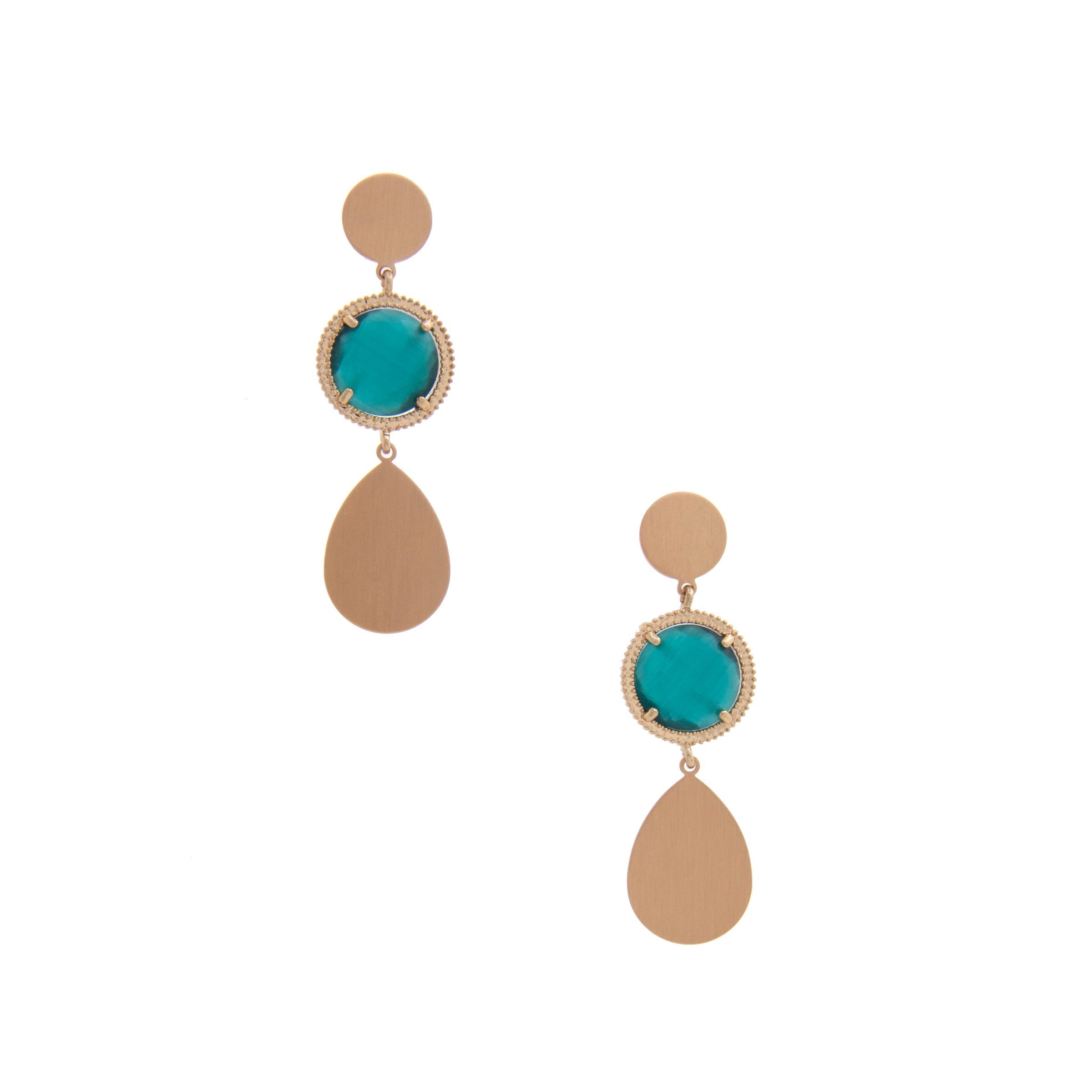 Round Gem Teardrop Dangle Earring-NXTLVLNYC