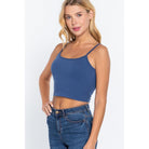 Round Neck W/removable Bra Cup Cotton Spandex Bra Top-NXTLVLNYC