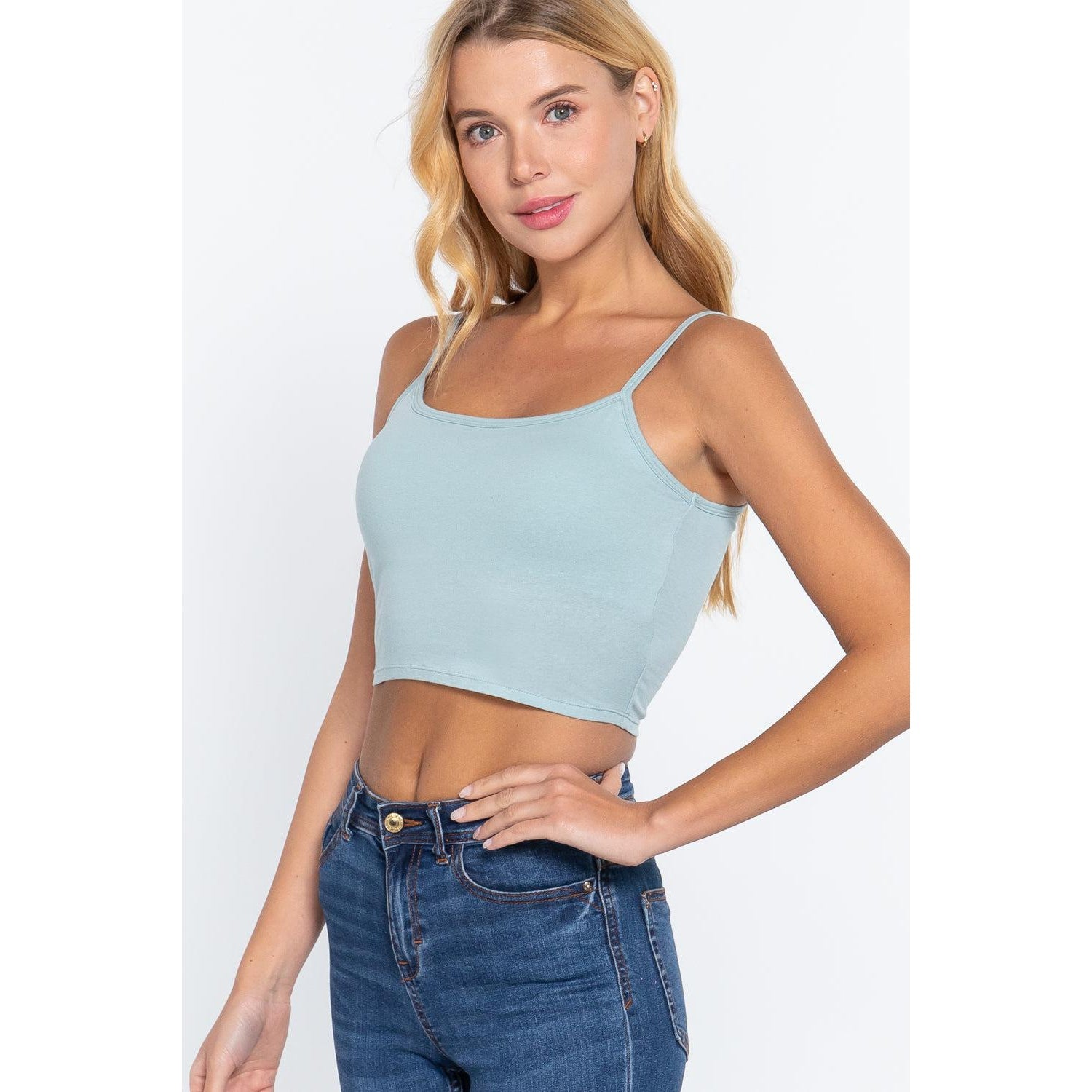 Round Neck W/removable Bra Cup Cotton Spandex Bra Top-NXTLVLNYC