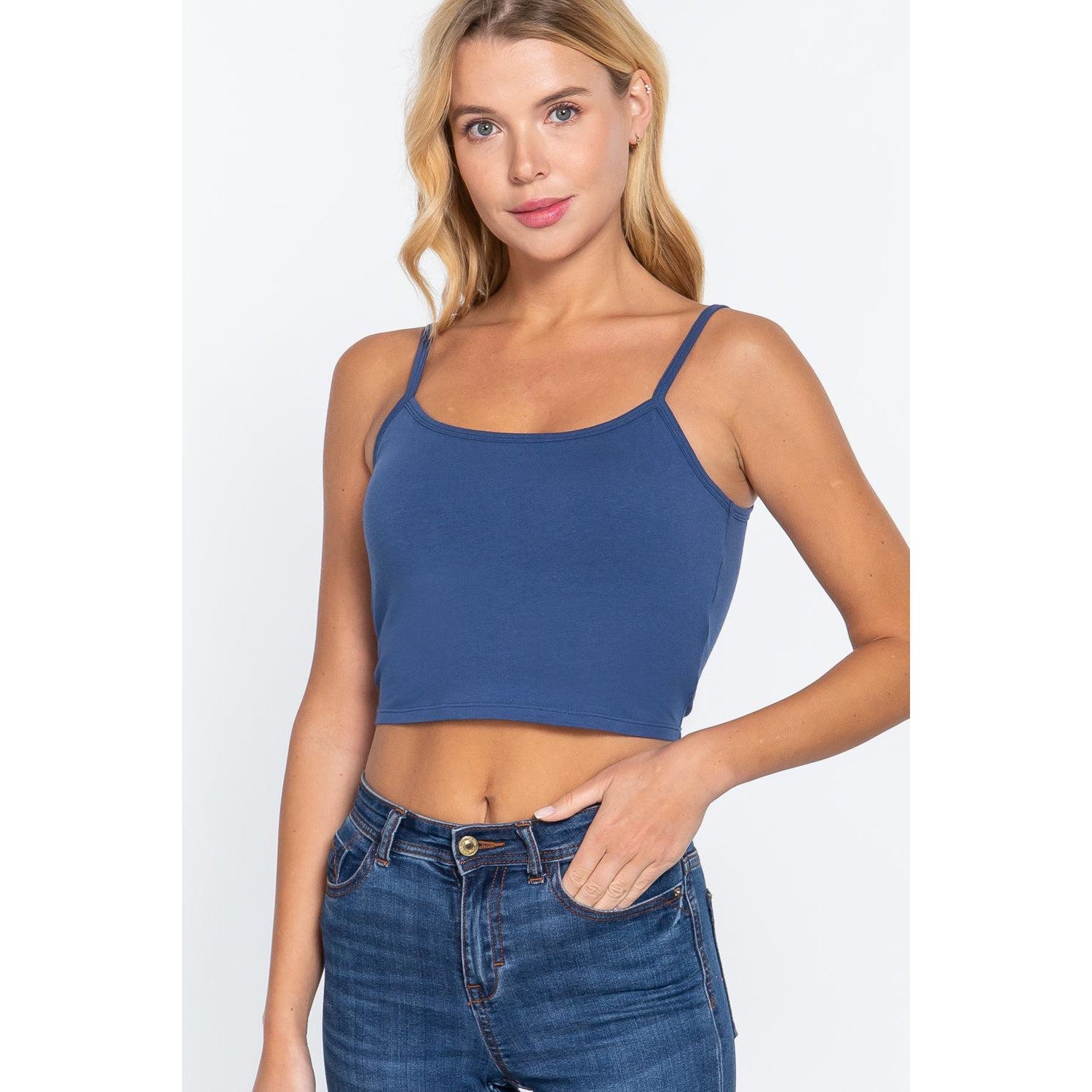 Round Neck W/removable Bra Cup Cotton Spandex Bra Top-NXTLVLNYC