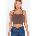 Round Neck W/removable Bra Cup Cotton Spandex Bra Top-NXTLVLNYC