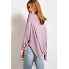 Rounded Neckline 3/4 Sleeves Washed Top-NXTLVLNYC