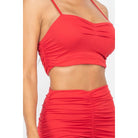 Ruched Crop Top And Skirt Sets-NXTLVLNYC