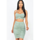 Ruched Crop Top And Skirt Sets-NXTLVLNYC