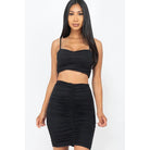 Ruched Crop Top And Skirt Sets-NXTLVLNYC