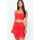 Ruched Crop Top And Skirt Sets-NXTLVLNYC