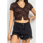 Ruched Drawstring Animal-printed Crop Top-NXTLVLNYC