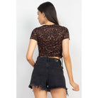 Ruched Drawstring Animal-printed Crop Top-NXTLVLNYC