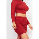 Ruched Side Crop Top & Drawstring Skirt Set-NXTLVLNYC