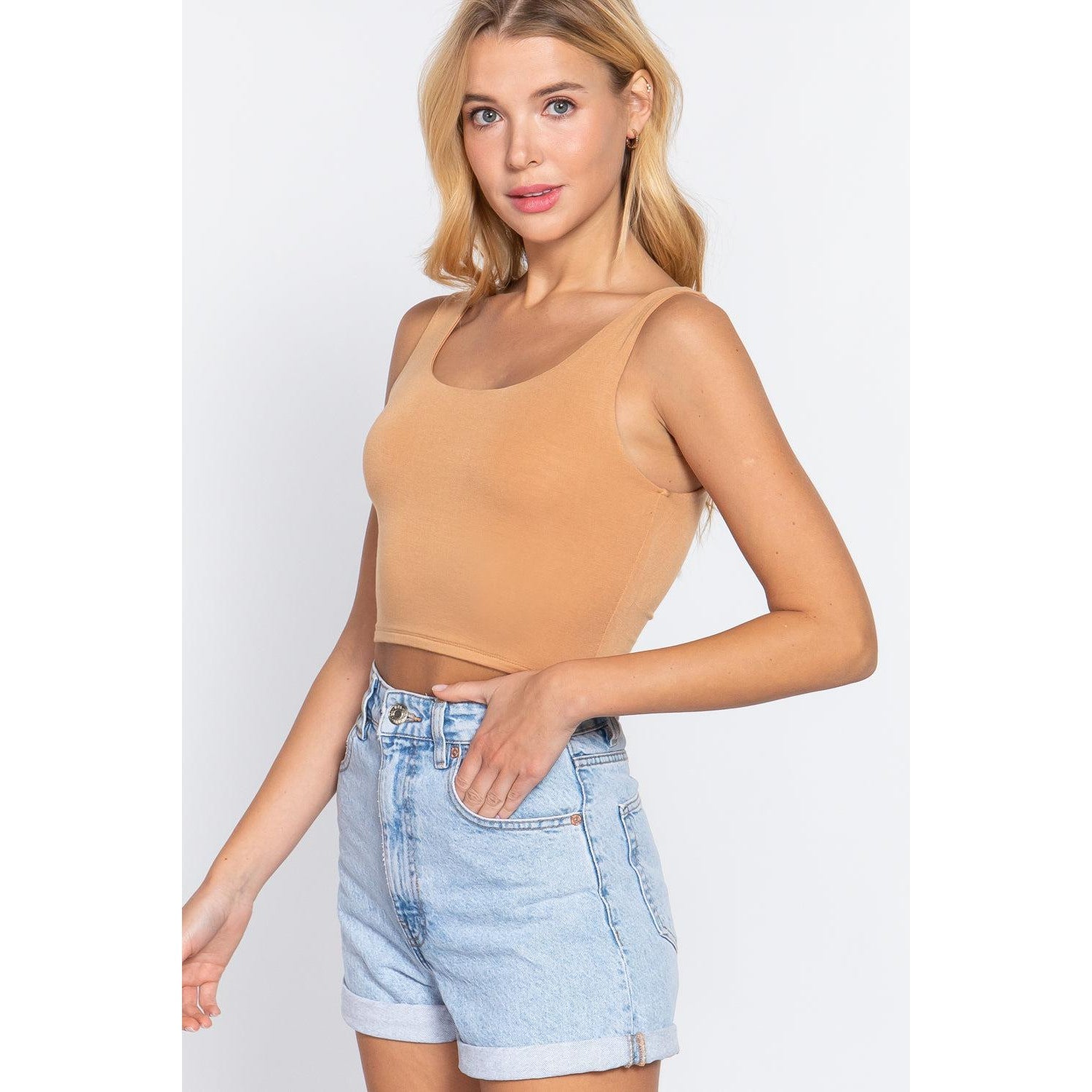 Scoop Neck 2 Ply Crop Tank Top-NXTLVLNYC