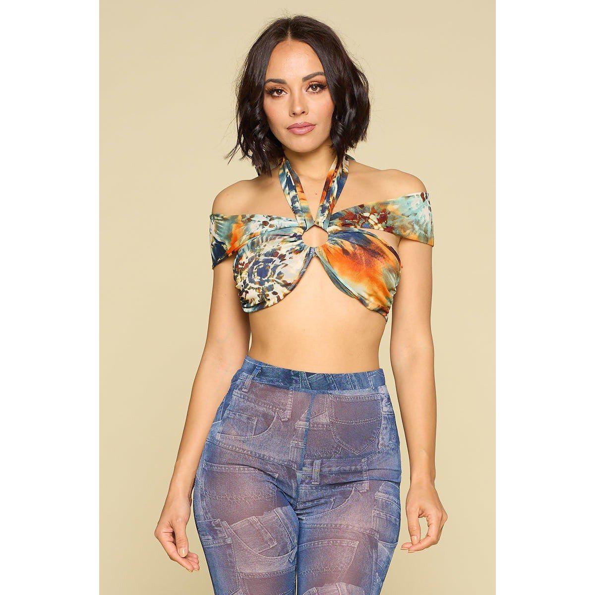 Sexy Crop Halter Top, Self-tie-Clothing Tops-NXTLVLNYC