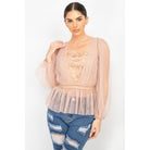 Sheer Mesh Crochet Peplum Top-NXTLVLNYC