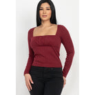 Shirred Square Neck Top-Clothing Tops-NXTLVLNYC