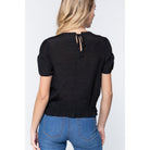 Short Shirring Slv Pleated Woven Top-Clothing Tops-NXTLVLNYC