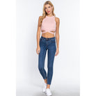 Sleeveless Crew Neck Waist Tie Crop Sweater Top-NXTLVLNYC